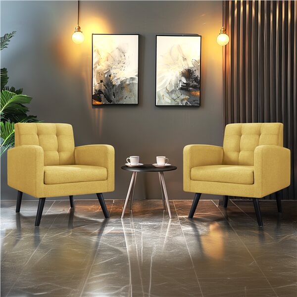 Yaheetech Set of 2 Mid Century Modern Fabric Arm Chair - Image 13