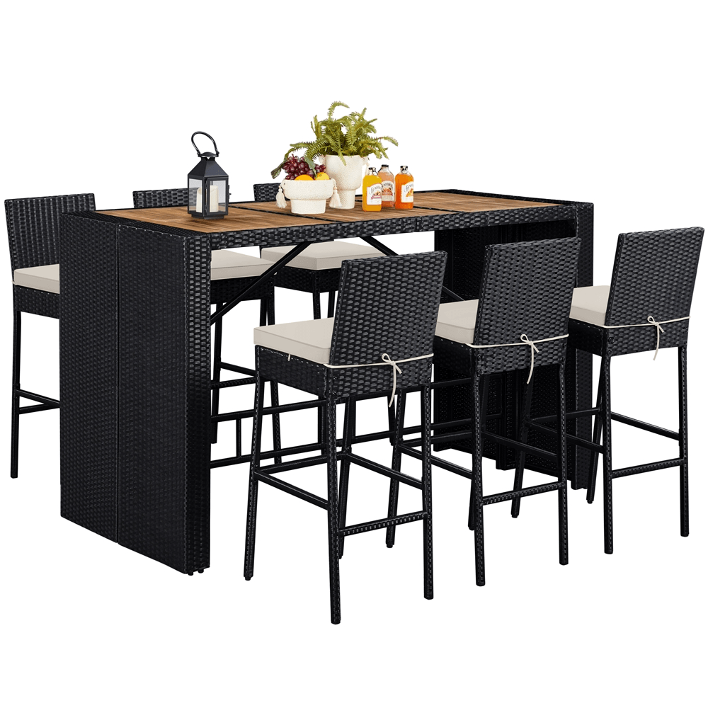 Yaheetech 7-Piece Outdoor Bar Set Table and Chairs - Image 2