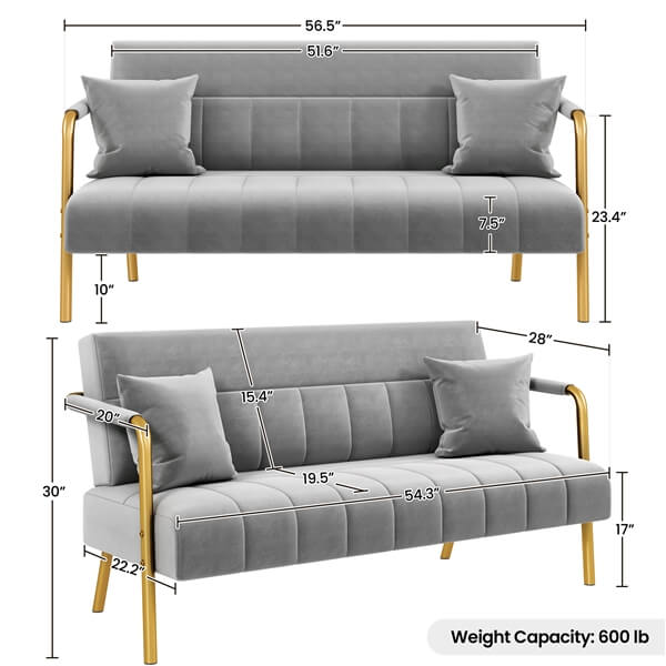 Yaheetech 56.6??W Modern Loveseat 2 Seater Sofa - Image 3
