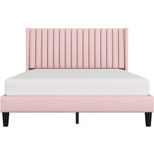 Queen Upholstered Bed Frame with Wing Side