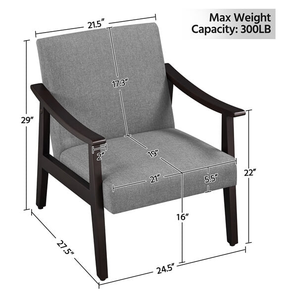 Yaheetech Leisure Chair with Solid Armrest and Feet - Image 3