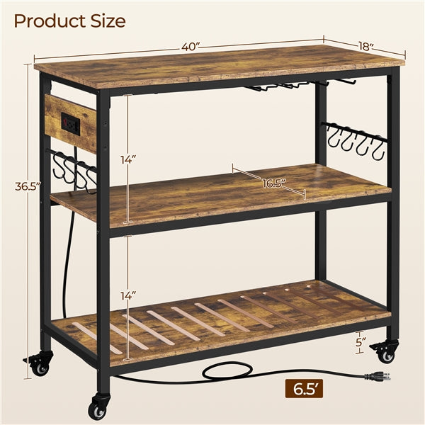 Yaheetech Kitchen Island Cart with Power Outlet - Image 4