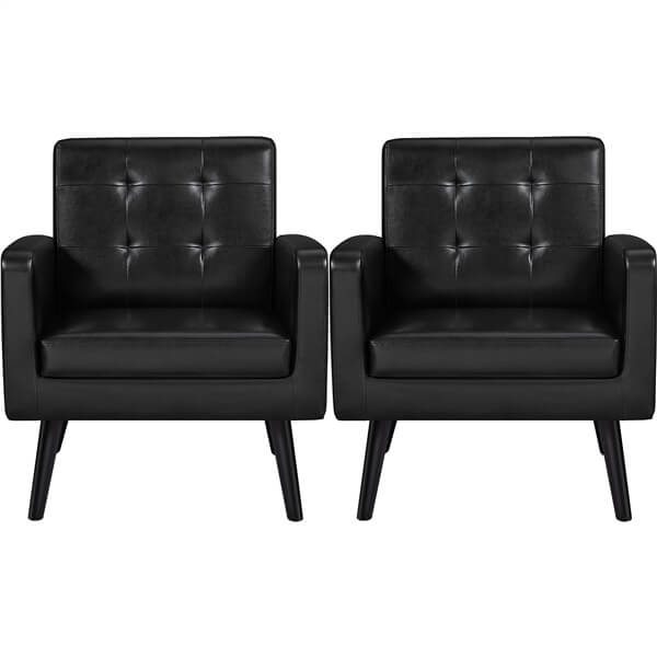 Yaheetech Mid Century Modern Faux Leather Arm Chair - Image 5