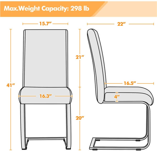 Yaheetech Dining Chairs Set of 6 Modern Faux Leather - Image 3