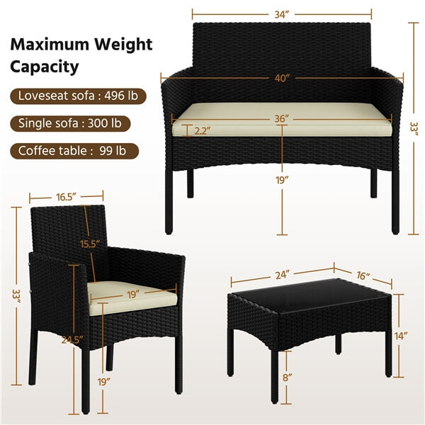 Yaheetech Patio Furniture Set 4 Pieces Conversation Sets - Image 4