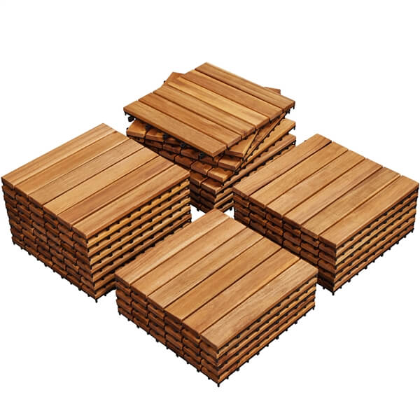 Yaheetech 27pcs Acacia Wood.Interlocking Deck Tiles - Image 2