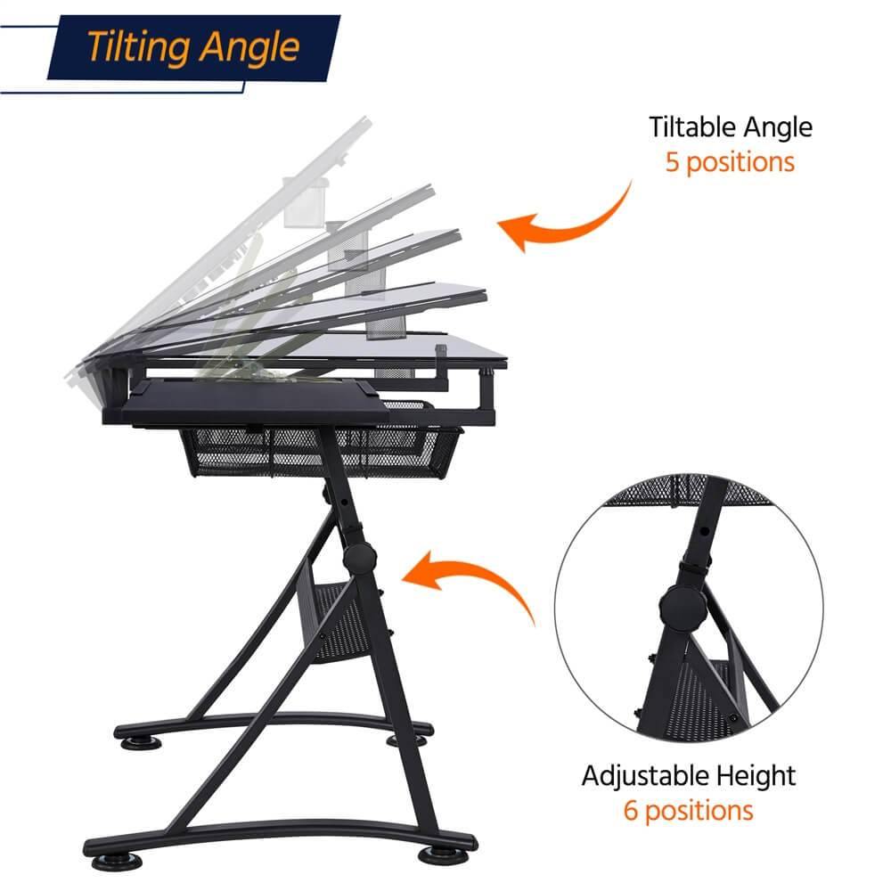 Yaheetech Glass Drafting Table 28'' to 36'' - Image 5