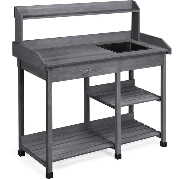 Yaheetech Outdoor Garden Work Bench Sink Drawer Rack Shelves - Image 3