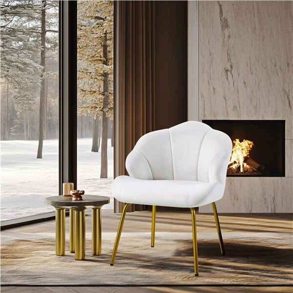 Yaheetech Velvet Accent Chair with Shell-Shaped Backrest - Image 13