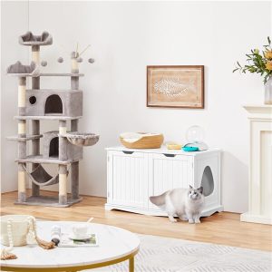 Yaheetech Cat Litter Box Enclosure. Litter Cabinet Furniture Hidden