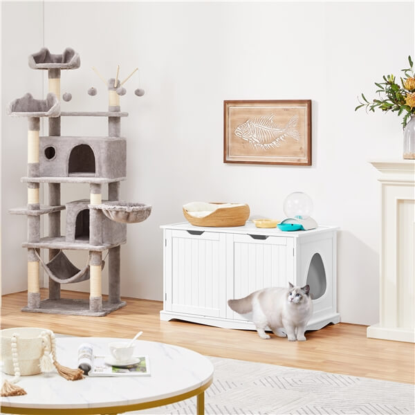 Yaheetech Cat Litter Box Enclosure. Litter Cabinet Furniture Hidden