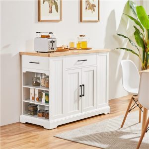 Yaheetech Rolling Kitchen Island Cart with 3 Drawers
