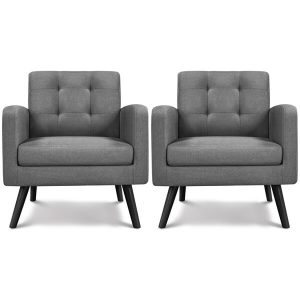 Yaheetech Set of 2 Mid Century Modern Fabric Arm Chair
