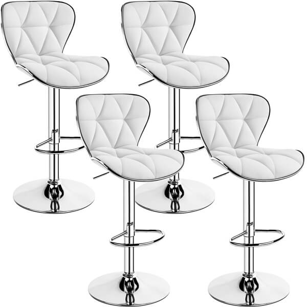 Yaheetech Bar Stools Leather Set of 4. Adjustable Shell Back Barstools