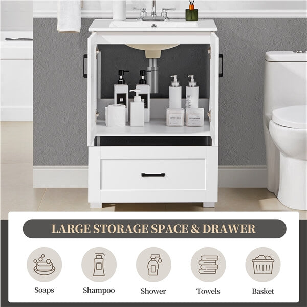 Yaheetech 24.5 Modern Bathroom Vanity with Ceramic Basin - Image 4