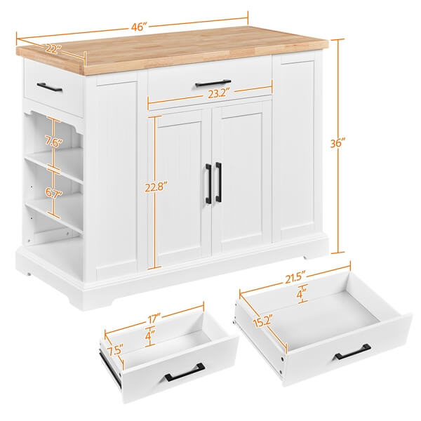 Yaheetech Rolling Kitchen Island Cart with 3 Drawers - Image 4