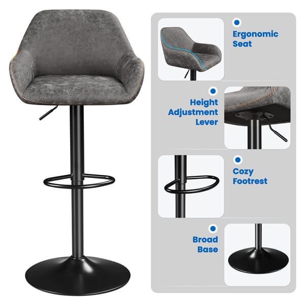 Yaheetech PU Leather Swivel Counter Height Barstools - Image 5