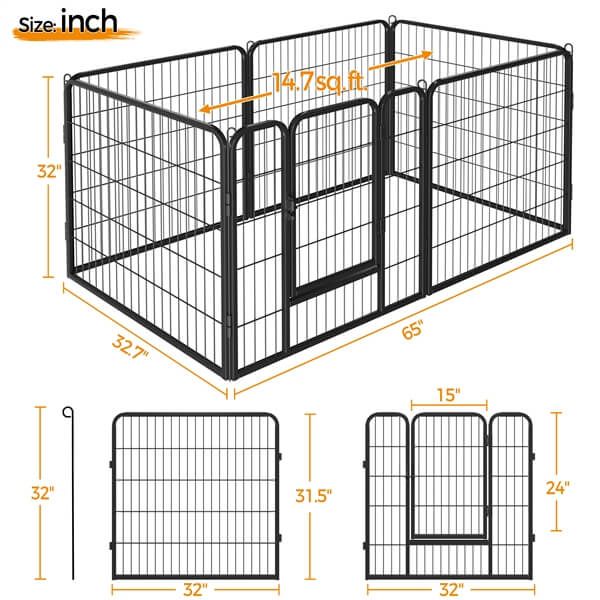 Yaheetech Wide Panel Dog Playpen. 6 Panels 32 inch - Image 3