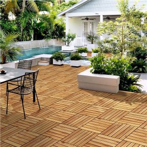 Yaheetech 27PCS Acacia Wood Interlocking Flooring Tiles