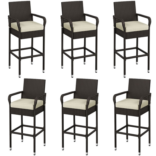 Yaheetech Set of 2 Outdoor PE Rattan Patio Bar Stools - Image 3