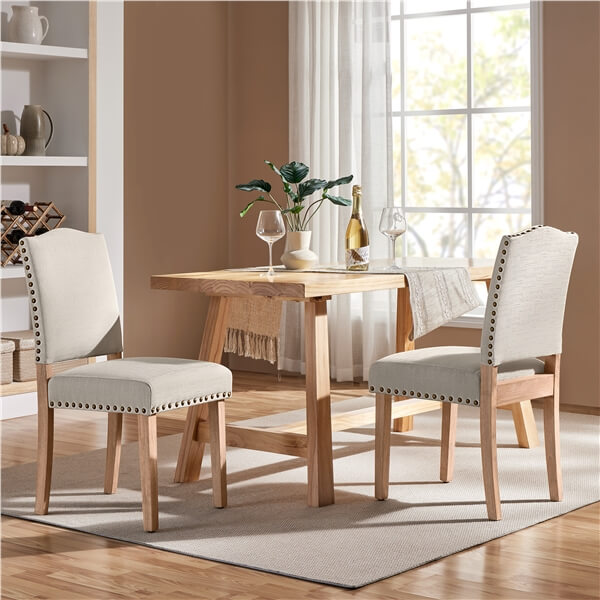 Yaheetech Dining Room Chair Fabric Parsons Chairs with Nailhead Trim - Image 9