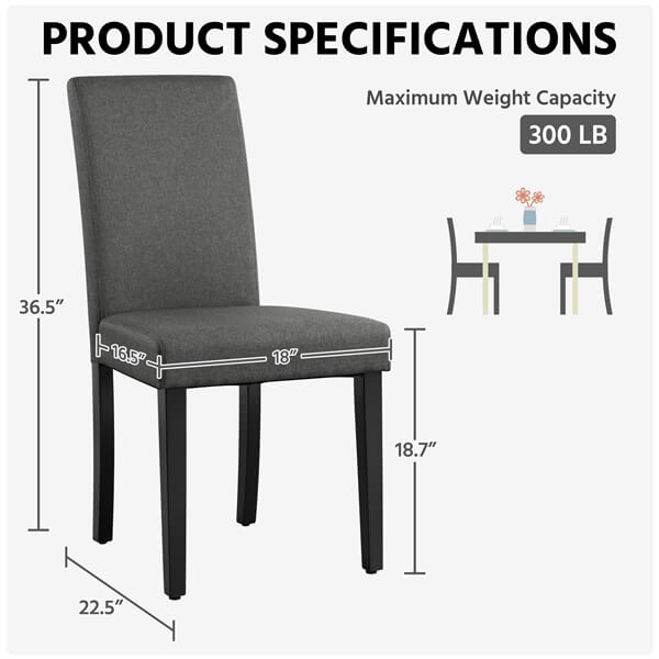 Yaheetech Dining Chairs Set of 6 Fabric Upholstered Parson - Image 5