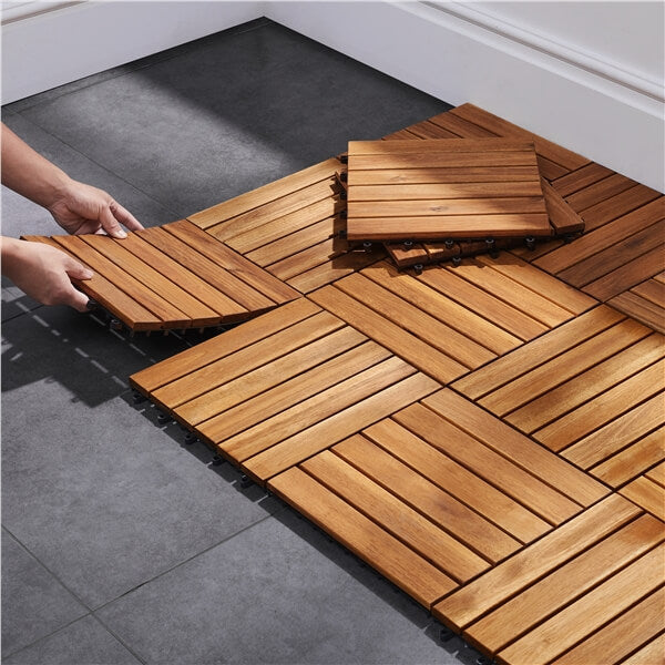 Yaheetech 27pcs Acacia Wood.Interlocking Deck Tiles - Image 4