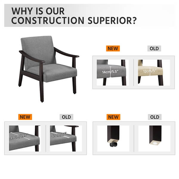 Yaheetech Leisure Chair with Solid Armrest and Feet - Image 4
