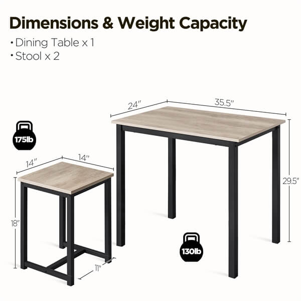 Yaheetech 3 Piece Dining Table Set - Image 4