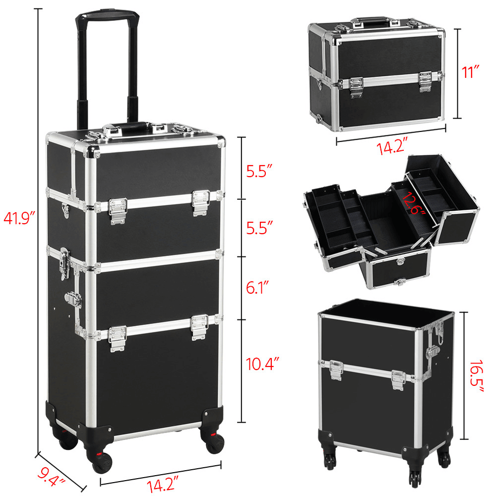 Yaheetech 41.9 Inch Makeup Train Case 3 In 1 - Image 5
