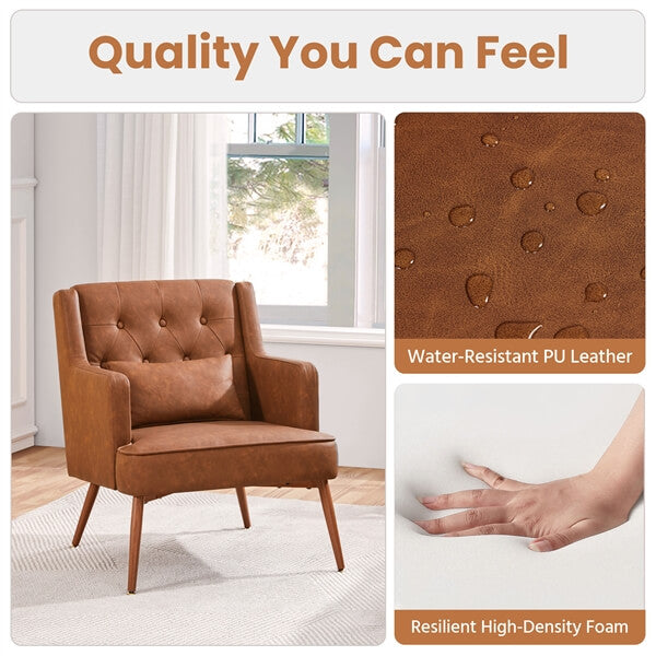Yaheetech Set of 2 Button-Tufted PU Leather Accent Armchairs - Image 7