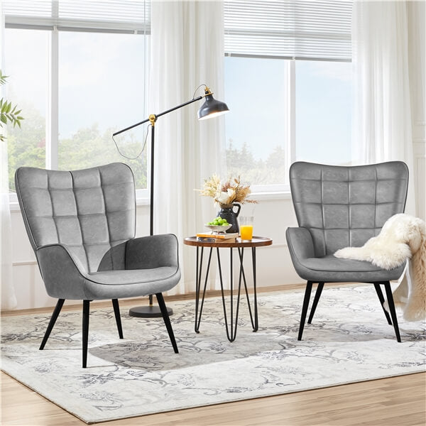 Yaheetech Mid-Century Modern Faux Leather Accent Chair - Image 3
