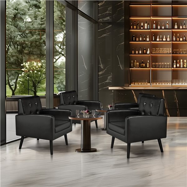 Yaheetech Mid Century Modern Faux Leather Arm Chair - Image 6