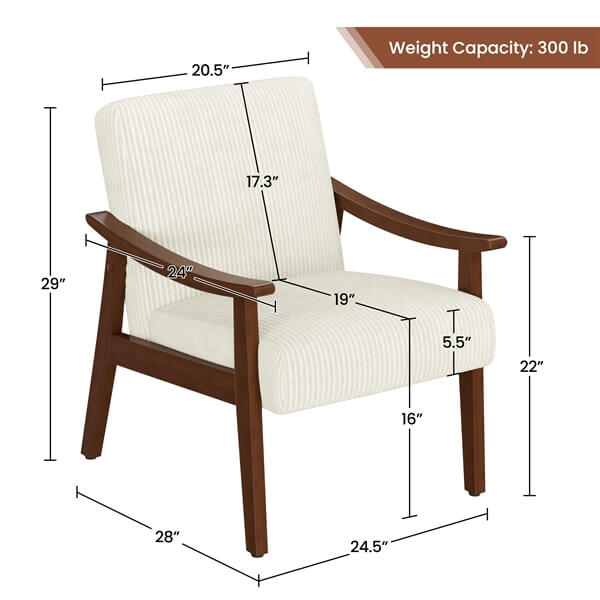 Yaheetech Corduroy Accent Chair Set of 2. Beige - Image 4