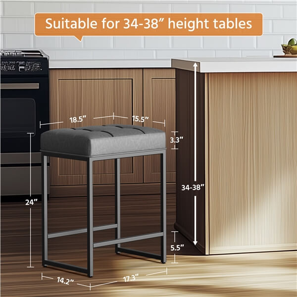 Yaheetech Bar Stools Set of 2. 24 Inch - Image 4
