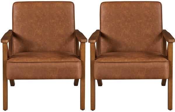 Yaheetech Faux Leather Armchair with Z-shaped Wood Legs - Image 4