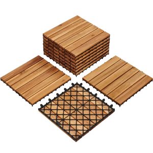 Yaheetech Pack of 10 Wood Flooring Tiles