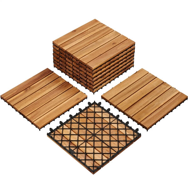 Pack of 10 Interlocking Wood Flooring Tiles