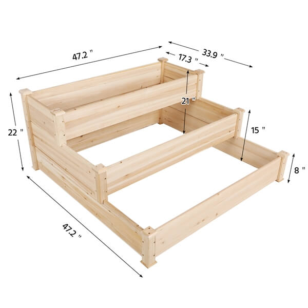 Yaheetech 3 Tier Raised Garden Bed Fir Wood - Image 5