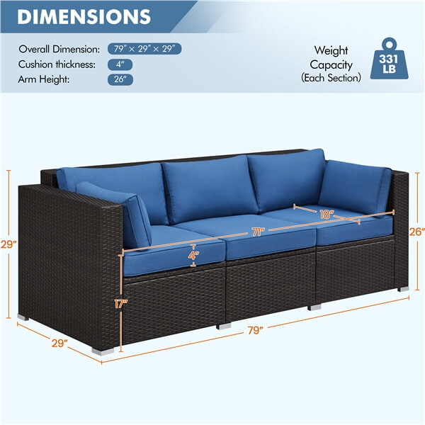 Yaheetech 3-Seat Patio Wicker Sofa - Image 3