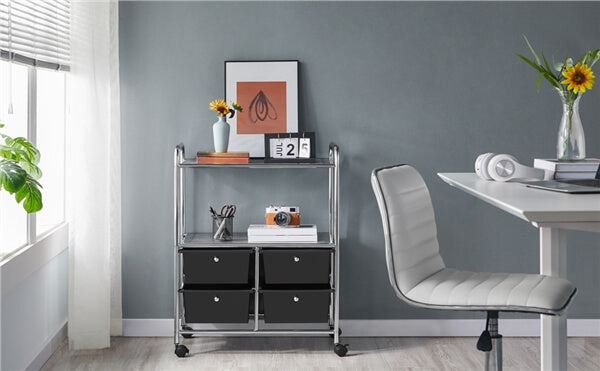 Yaheetech Rolling Storage Cart with 4 Drawers 2 Shelves - Image 4