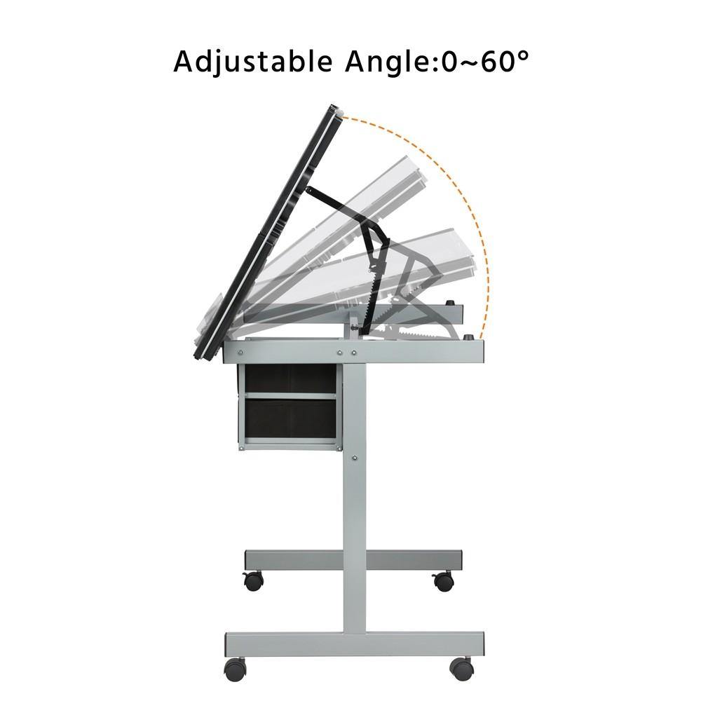 Yaheetech Adjustable Glass Drafting Table for Artist Painters Home Office - Image 4