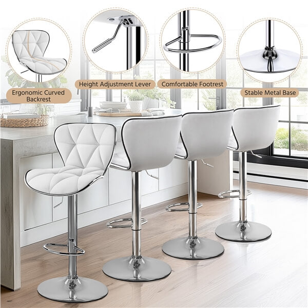 Yaheetech Bar Stools Leather Set of 4. Adjustable Shell Back Barstools - Image 5
