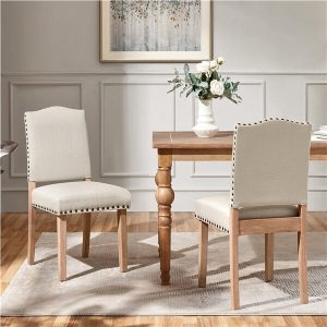 Yaheetech Dining Room Chair Fabric Parsons Chairs with Nailhead Trim