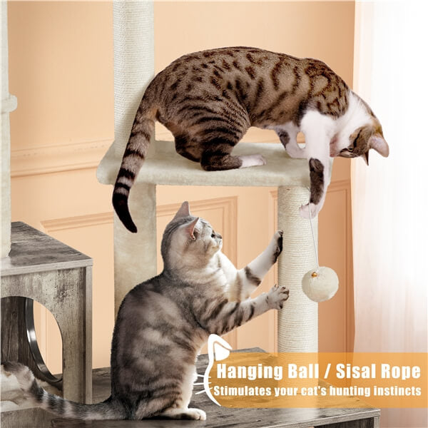 Yaheetech Litter Box Enclosure with Cat Tree - Image 6