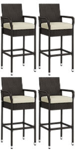Yaheetech Set of 2 Outdoor PE Rattan Patio Bar Stools - Image 2