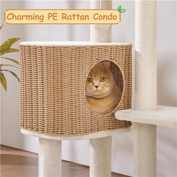 36?? Tall Rattan Cat Tree - Image 2