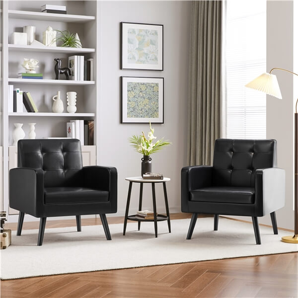 Yaheetech Mid Century Modern Faux Leather Arm Chair - Image 7