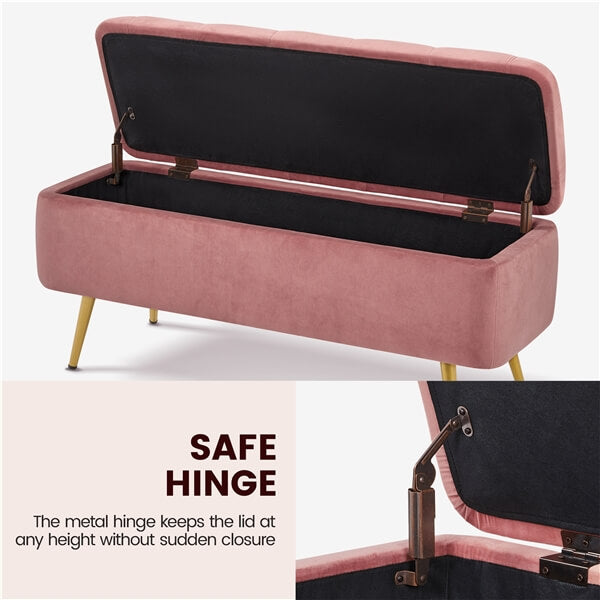 Yaheetech Ottoman with Storage Velvet Entryway Bench - Image 6