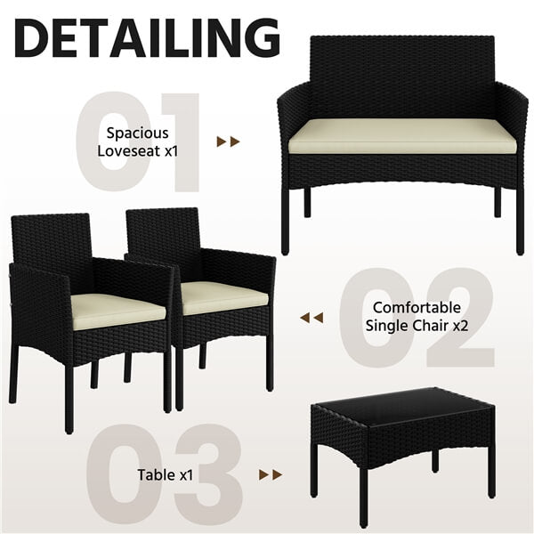 Yaheetech Patio Furniture Set 4 Pieces Conversation Sets - Image 5
